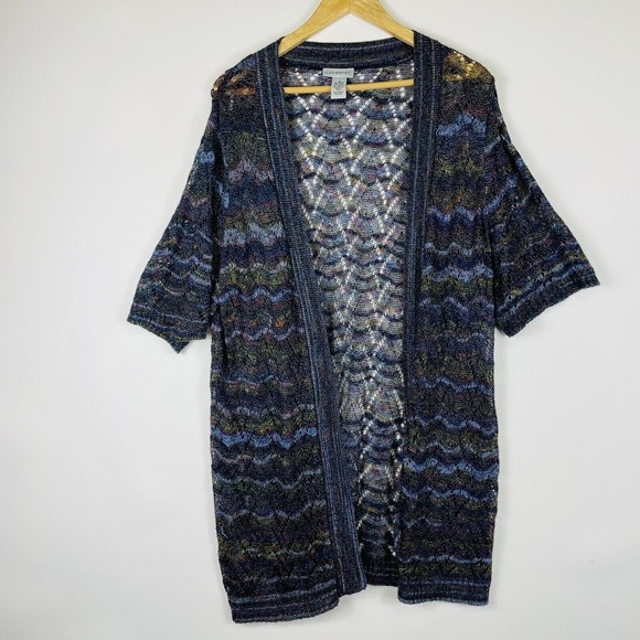Catherines Sweaters - Catherines Jewel Tone Short Sleeve Open Knit Cardigan Duster Womens 1X 18 20